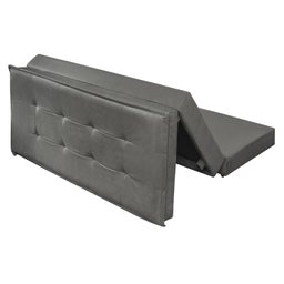 Puff Recamier que Vira Cama Casal Estofado para Quarto Cinza - 6