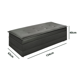 Puff Recamier Casal Cinza que Vira Cama Casal Estofado D23 com Baú para Visitas - 6
