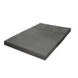 Puff Recamier que Vira Cama Casal Estofado para Quarto Cinza - 4
