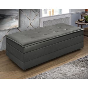 Puff Recamier que Vira Cama Casal Estofado para Quarto Cinza
