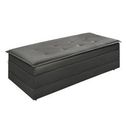 Puff Recamier que Vira Cama Casal Estofado para Quarto Cinza - 3