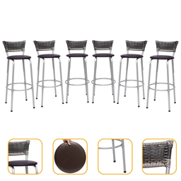 Kit 6 Banquetas Alta Vime Junco Degradê Sacada Àrea Gourmet Balcão Ilha Bancada bar piscina Cozinha - 1