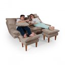 Ver imagem 6 de Sofá Cama Andorra 3 Lugares Império Reclinável Casal Pés Madeira com Banqueta Suede Chocolate