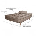 Ver imagem 5 de Sofá Cama Andorra 3 Lugares Império Reclinável Casal Pés Madeira com Banqueta Suede Chocolate