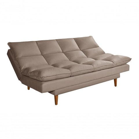 Sofá Cama Andorra 3 Lugares Império Reclinável Casal Pés Madeira com Banqueta Suede Chocolate