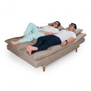 Ver imagem 7 de Sofá Cama Andorra 3 Lugares Império Reclinável Casal Pés Madeira com Banqueta Suede Chocolate