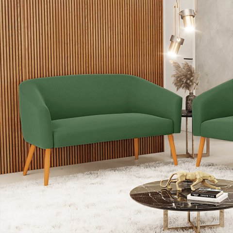 Namoradeira 02 Lugares Stella Suede Pés Palito Castanho - D’Rossi