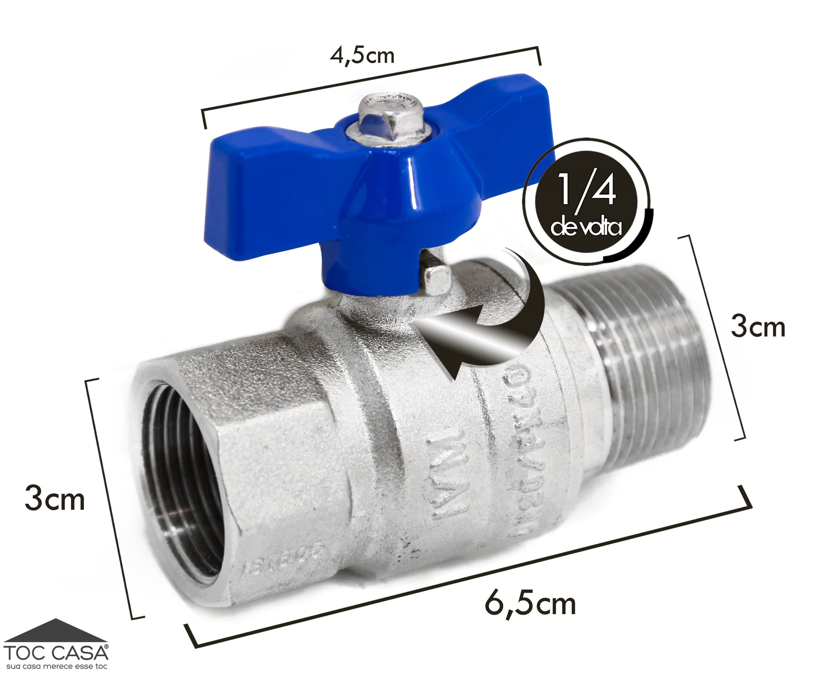 VÁLVULA ESFERA MxF PASSAGEM PLENA BORBOLETA 3/4” IVM ITALY - 3