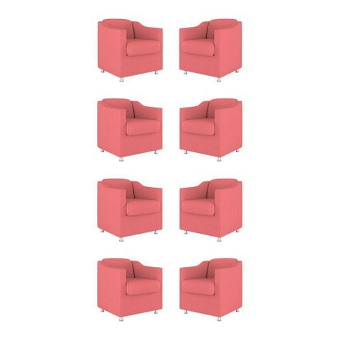 Kit 08 Cadeiras Poltronas Decorativas Sala de Espera Clinica Tecido Cor:rosa
