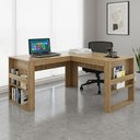 Ver imagem 4 de Mesa para Escritório em L 136cm com Detalhe Ripado Amêndoa ME4145 - Tecnomobili