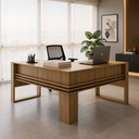 Ver imagem 1 de Mesa para Escritório em L 136cm com Detalhe Ripado ME4145 Amêndoa - Tecno Mobili