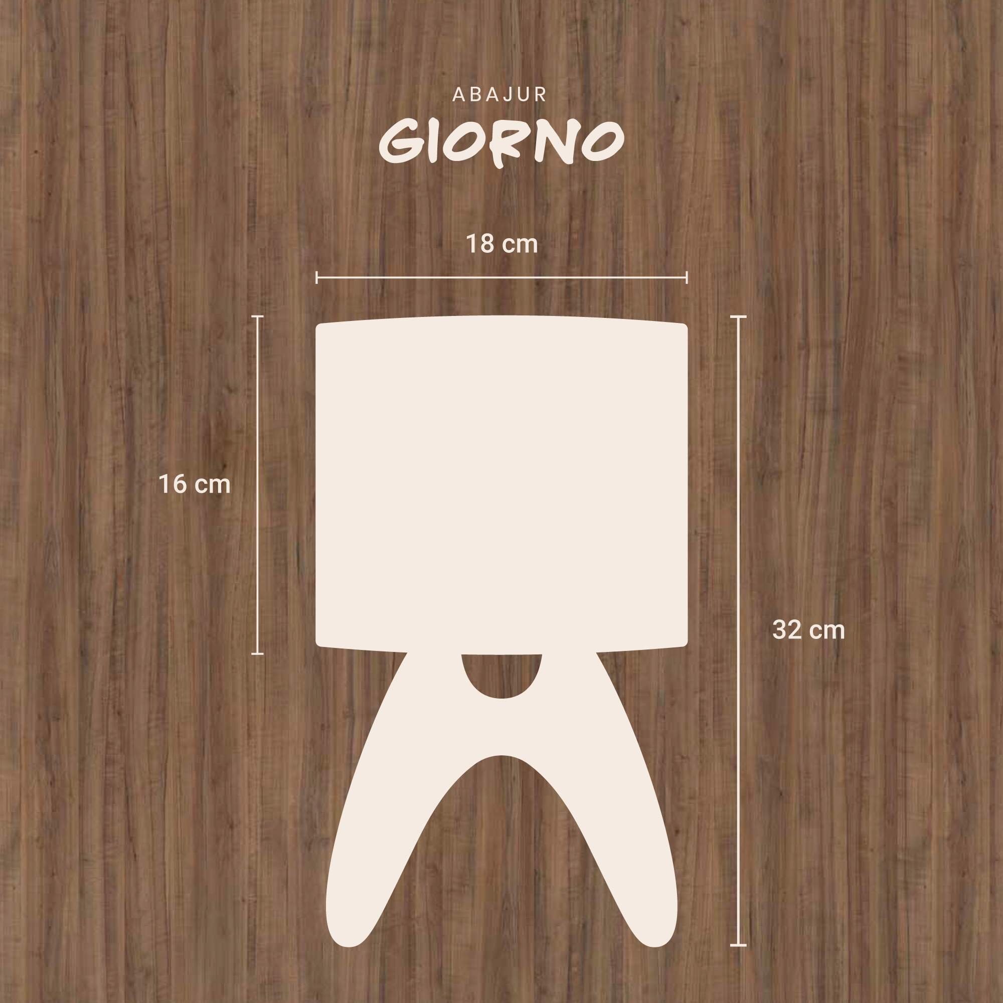Abajur Giorno em Tecido Amarelo e base MDF - Bivolt - 5