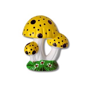 Enfeite para Jardim Trio de Cogumelinhos Decorado Amarelo
