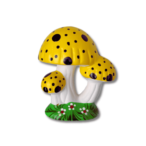 Enfeite para Jardim Trio de Cogumelinhos Decorado Amarelo