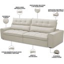 Ver imagem 3 de Sofá Retrátil Reclinável para Sala de Estar Living 290cm Dimas F04 Veludo Bege - Lyam Decor