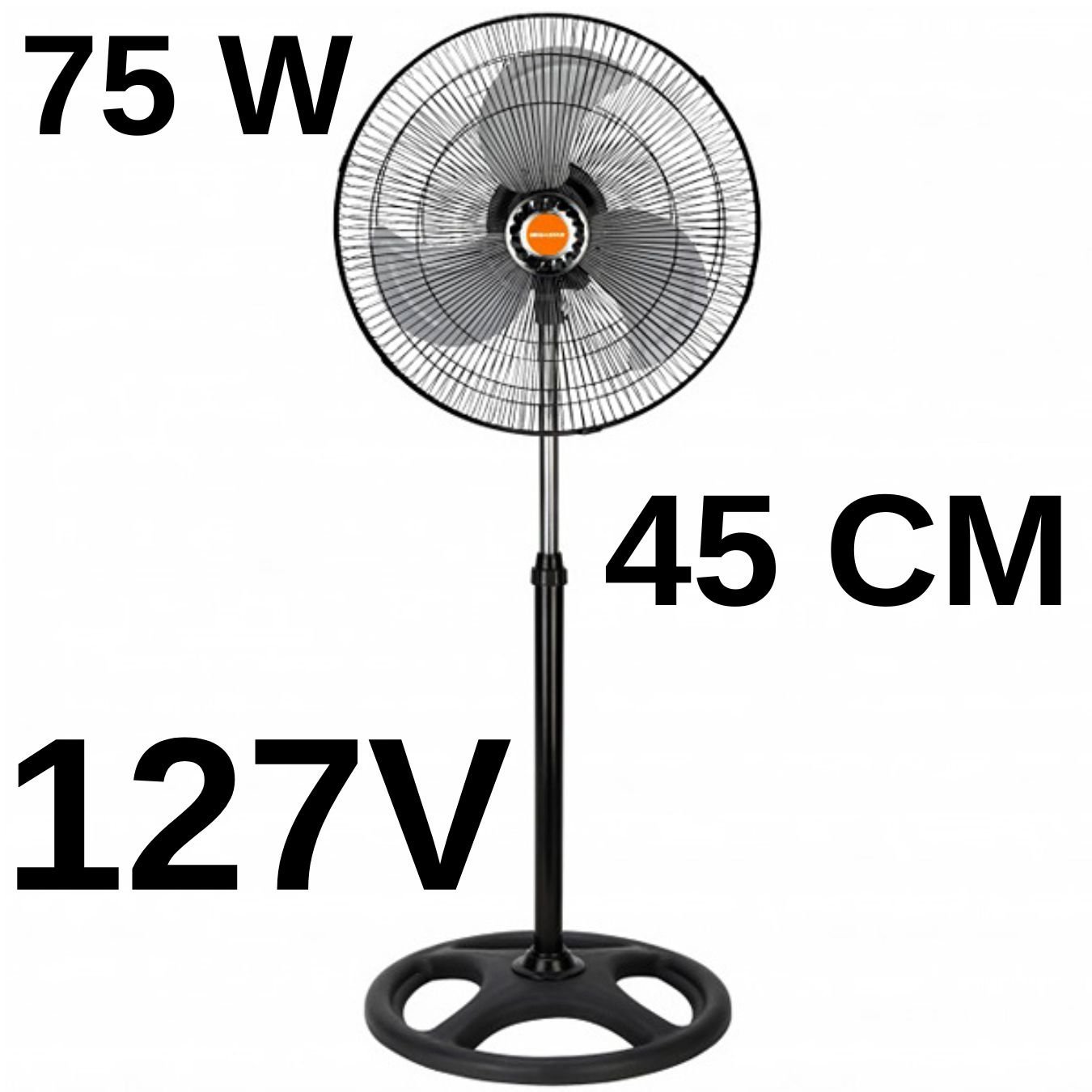 Ventilador 45 Cm Coluna Preto 75w Voltagem:127v - 3