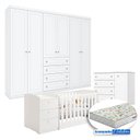 Ver mais imagens de Quarto Infantil Americano 6 Portas com Berço Multifuncional Atlanta Ambiente Branco Fosco e Colchão