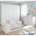 Ver imagem 1 de Quarto Infantil Americano 6 Portas com Berço Multifuncional Atlanta Ambiente Branco Fosco e Colchão