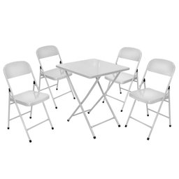 Cadeira Dobravel De Ferro Bar Restaurante Em Aço Branco - 7