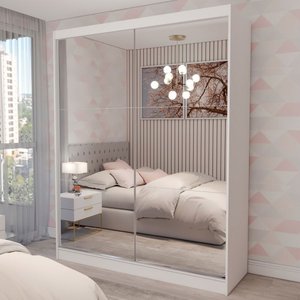 Guarda-roupa Solteiro Swift 2 Portas 2 Gavetas Espelhado Branco - Panorama Móveis