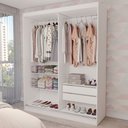 Ver imagem 2 de Guarda-roupa Solteiro Swift 2 Portas 2 Gavetas Espelhado Branco - Panorama Móveis