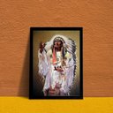 Ver imagem 1 de Quadro Decorativo Caboclo Pena branca 24x18cm - com Vidro:madeira Branca