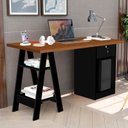 Ver imagem 4 de Escrivaninha Mesa Escritório Cavalete 2 Prateleira 2 Nichos 1 Gaveta com Chave Bali