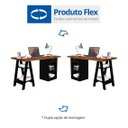 Ver imagem 6 de Escrivaninha Mesa Escritório Cavalete com Chave Bali 2 Prateleira 2 Nichos 135cm Preto e Canela