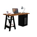 Ver imagem 5 de Escrivaninha Mesa Escritório Cavalete com Chave Bali 2 Prateleira 2 Nichos 135cm Preto e Canela