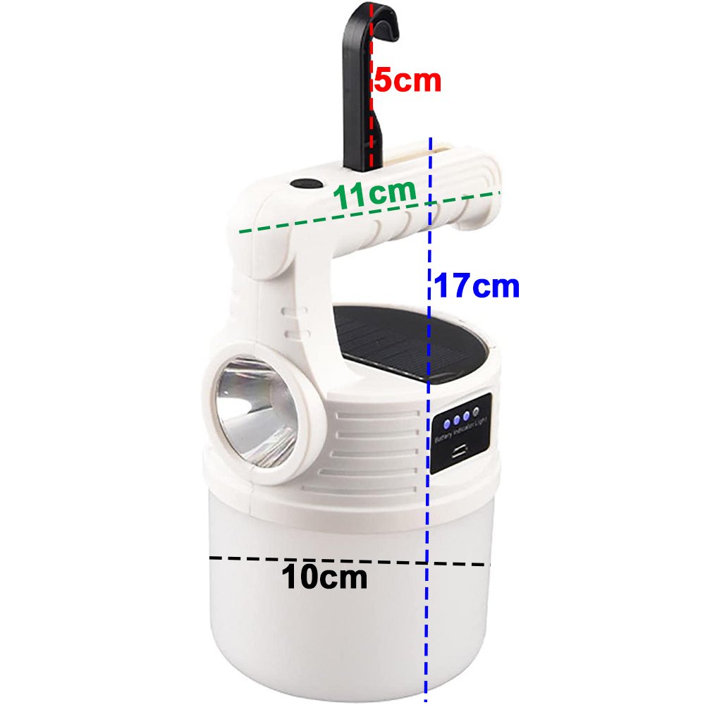 Luminaria Lanterna Solar 2 em 1 Portatil Gancho Duplo Led Usb Pendura Duas Fonte de Luz A Prova De - 2