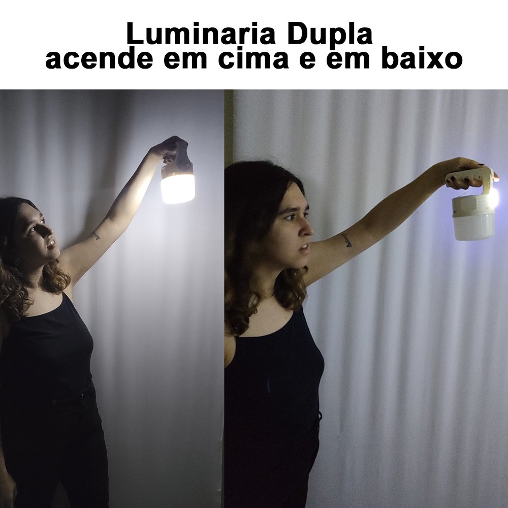 Luminaria Lanterna Solar 2 em 1 Portatil Gancho Duplo Led Usb Pendura Duas Fonte de Luz A Prova De - 6