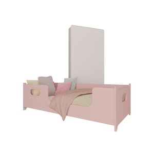 Mini Cama Encanto Infantil Montessoriana Grade Quarto Criança Meninas Princesa com Colchão Cor Rosa