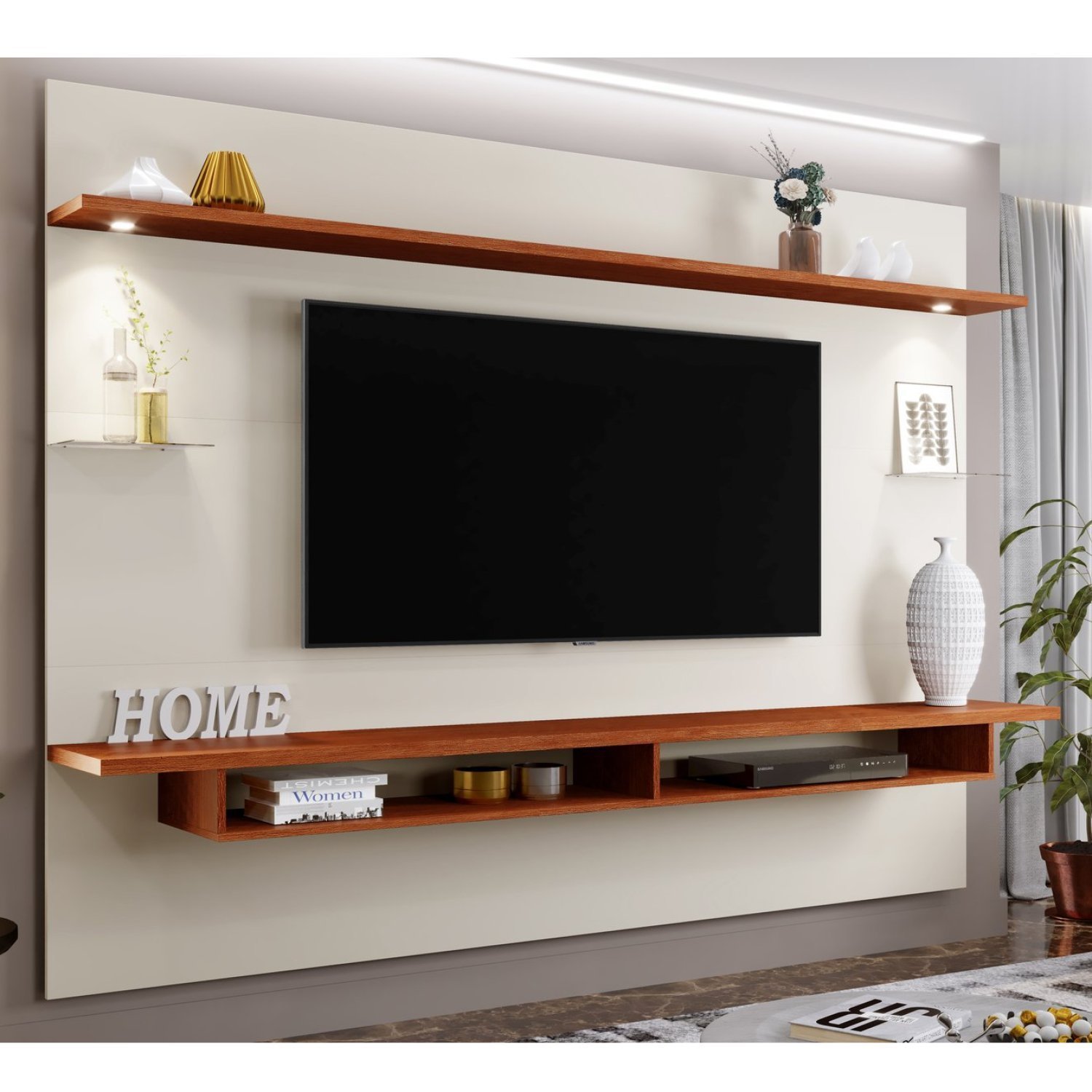 Painel para TV até 60 Polegadas Iluminação LED 2 Prateleiras Vidro Victória  é boa?