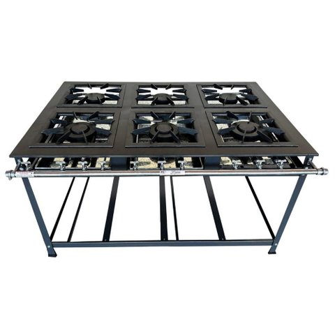 Fogão Industrial 6 Bocas 3 Simples Luxo Baixa Pressão Mr Fogões 40x40 P8