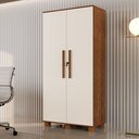 Ver imagem 1 de Armário para Escritório Multiuso 2 Portas com Chave Dacar Marrom/Canela/Off White 100% MDF