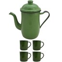 Ver imagem 1 de Bule Café Esmaltado 1,25 Litros e 4 Xícaras 70ml Tradicional Verde Botânico