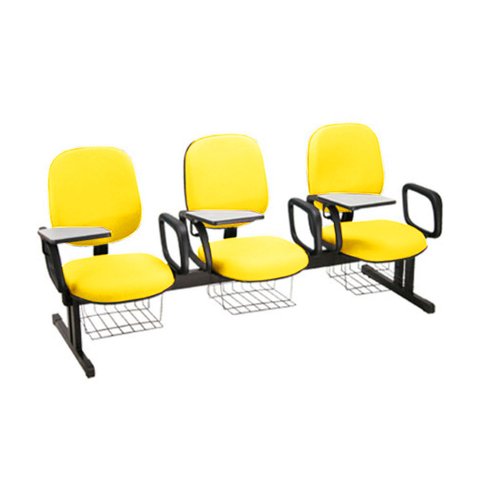 Cadeira em Longarina para Escolas Linha Uno Amarelo