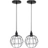 2 Pendentes Aramado Globo Luminária Lustre Luxo Teto Retrô Vintage Preto Agp Ilumini Industrial - 1