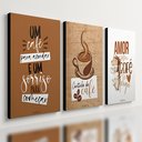Ver imagem 1 de Kit 3 Quadro Decorativo Cantinho do Café Copa Cozinha Marrom Qualidade Premium 28x20cm