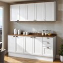 Ver imagem 1 de Cozinha Modulada 4 Peças com 2 Aéreos e 2 Balcões 100% MDF Portas Americanas Provençal Iluminata Branco/Ébano