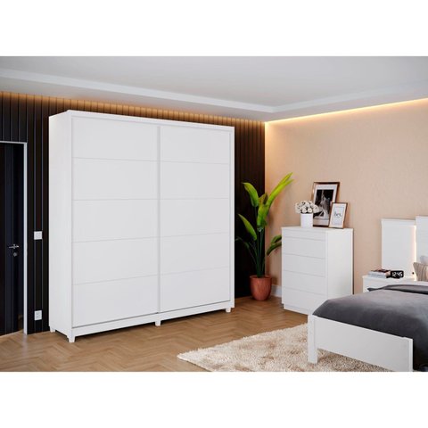 Guarda Roupa Casal 2 Portas 4 Gavetas 100% MDF Vilage Branco
