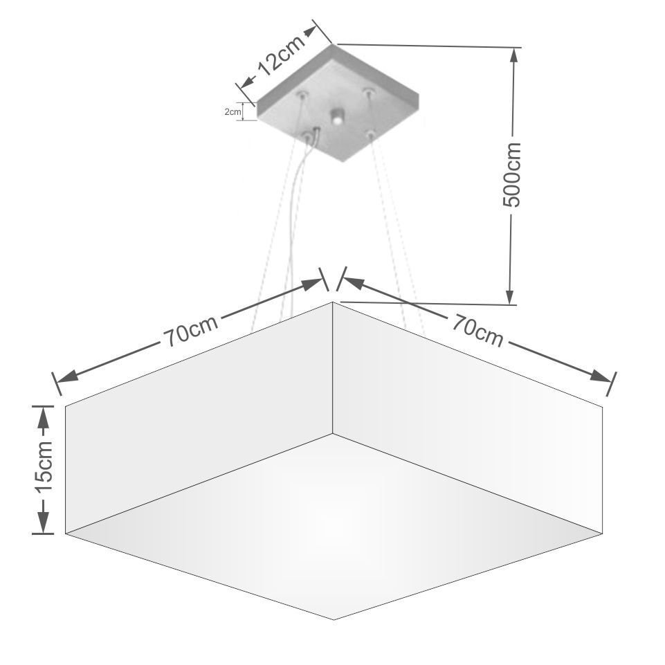 Pendente Quadrado Linho Bege MJ-4137 Para Mesa de Jantar e Estar - 2