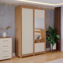 Ver imagem 1 de Guarda Roupa Solteiro com Espelho 2 Portas 2 Gavetas 100% MDF Dalas 