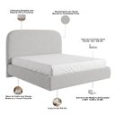 Ver imagem 5 de Cama Casal Flutuante com Cabeceira 140cm Aura W01 Bouclê Cinza - Lyam Decor
