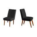 Ver imagem 1 de Jogo 02 Cadeiras de Jantar Estofada Cozinha Paris Suede Preto Eli Móveis