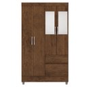 Ver imagem 1 de Guarda-roupa Solteiro 4 Portas 2 Gavetas com Espelho Ideval Imbuia Rústico