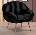 Ver imagem 1 de Poltrona Decorativa Almofadada com Pé Palito Veludo Dallas Preto