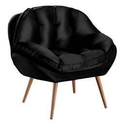 Poltrona Decorativa Almofadada com Pé Palito Veludo Dallas Preto - Sofá Casa - 2