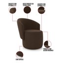 Ver imagem 4 de Sofá Namoradeira com Poltrona e Puff Orgânico Sala Malu Suede Marrom M11 - D’Rossi
