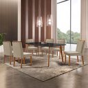 Ver imagem 1 de Conjunto Sala de Jantar Mesa Paris Madeira Maciça 160x90cm Tampo Retângular Vidro Preto com 6 Cadeir